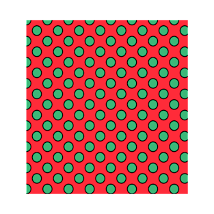 Pattern Green Circles Red background Nice Gift for lovers T-Shirt