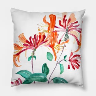 orange red honeysuckle flower Pillow