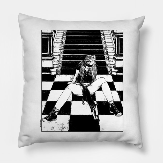 La fille du concierge (Troublemaker at The Saint James) Pillow by apolloniasaintclair