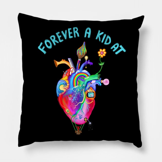 Forever A Kid At Heart Pillow by Art by Deborah Camp