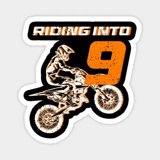 Riding into 9th Birthday Boy Dirt Bike B-day Gift For Kids Tollders Magnet