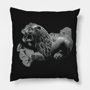 Midieval lion from 14th century model in diagonal line form Pillow