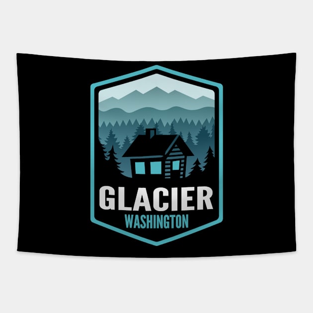 Glacier Washington Mountain Town Cabin Tapestry by HalpinDesign