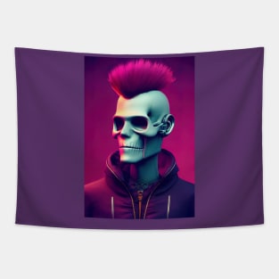 Punk Skull Jacket Rock Concept Digital Illustration Tapestry