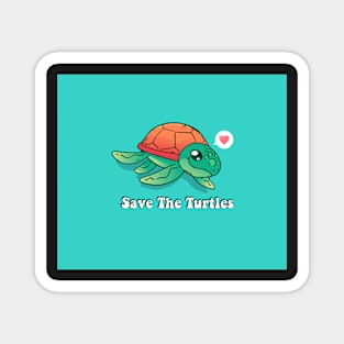 Save The Turtles Cute Sea Life Turtle Animal Social Distancing FaceMask Magnet