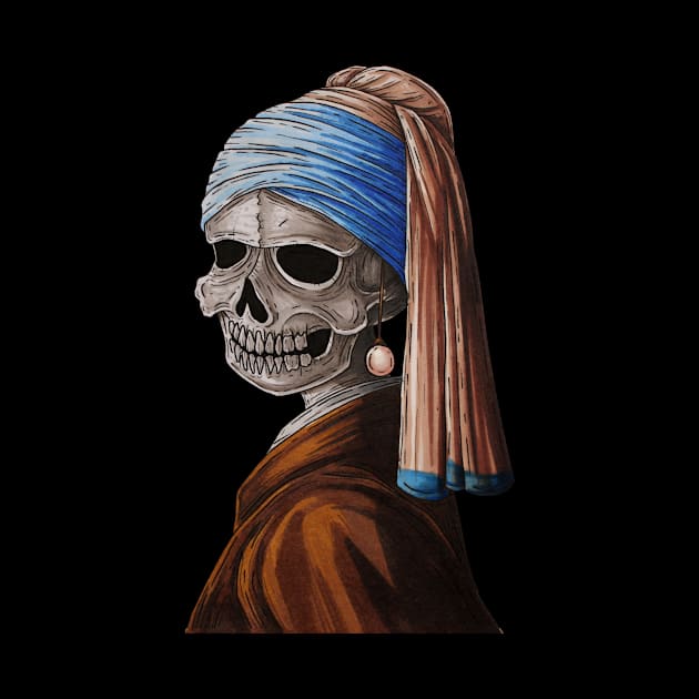 Skull with the pearl earring by Dracuria