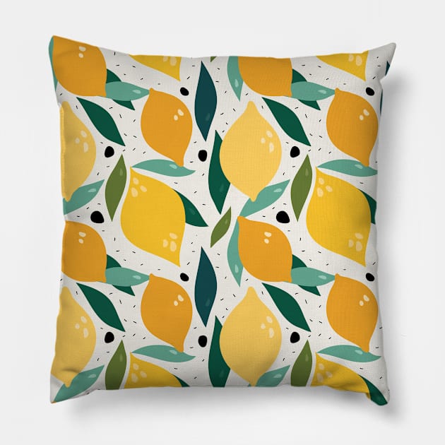 Simple Fruit fruity Lemons Summer Pattern Pillow by NJORDUR