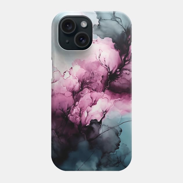 Midnight Rose - Abstract Alcohol Ink Art Phone Case by inkvestor