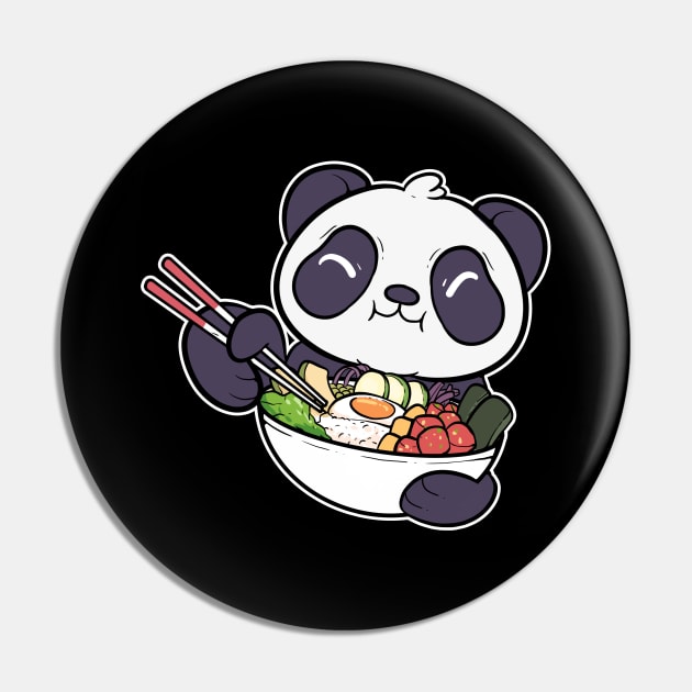 Panda Bear Baby Hawaiian Sushi Poke Bowl Anime Pin by amango