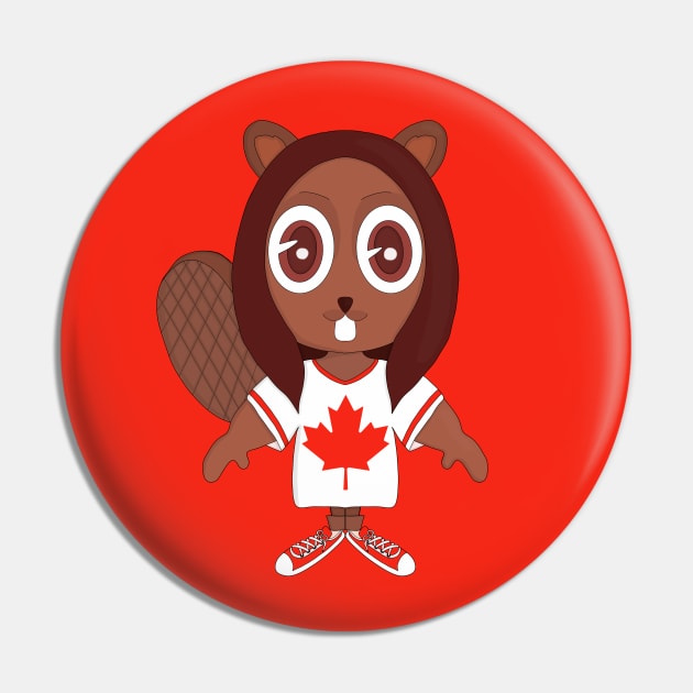 Canadian Beaver and the Red Sneakers Pin by DiegoCarvalho