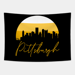 Pittsburgh Skyline Football Colors Tapestry
