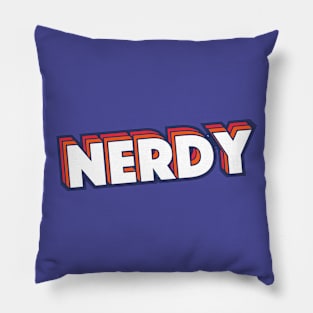 Retro Nerdy Word Art with Stripes Pillow