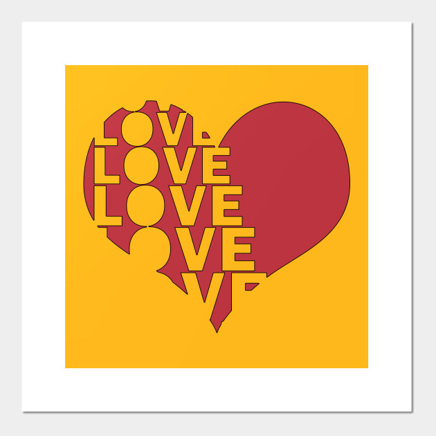 Displaced Love Word Red Heart Love Heart Affiche Et Impression D Art Teepublic Fr