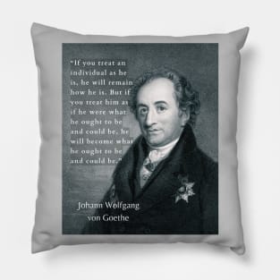 Johann Wolfgang von Goethe portrait and quote: If you treat an individual as he is, he will remain how he is. Pillow