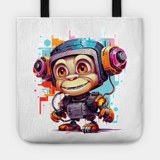 Cartoon monkey robots. T-Shirt, Sticker. Tote