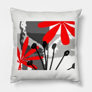 Red, Grey and Black Abstract Pillow