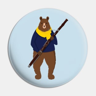 Bear with bassoon Pin