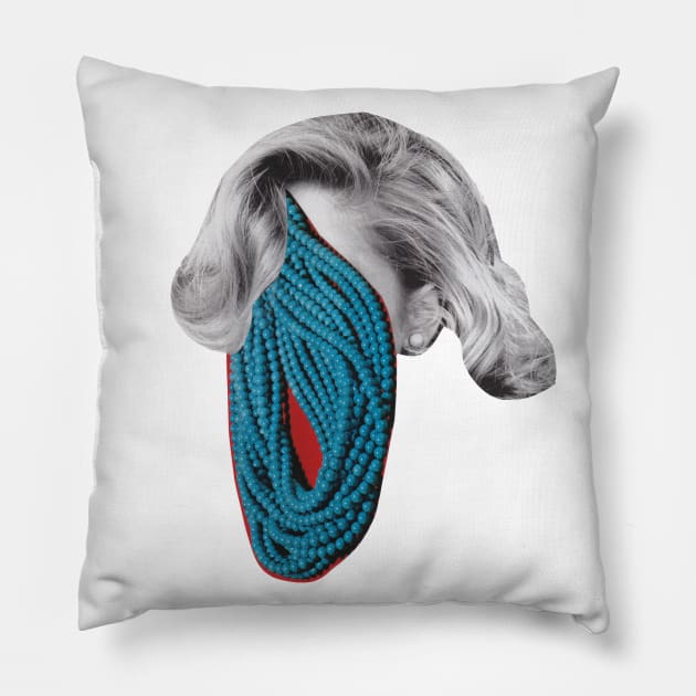 The Girl with the Blue Necklace Pillow by Luca Mainini