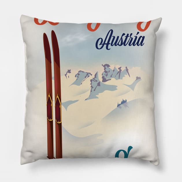 Leogang Austria Ski poster Pillow by nickemporium1
