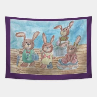 Easter Rabbits Family Tapestry