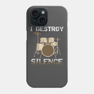 Destroy Silence - Fun Vintage Drummer Shirt Drum Set Gifts Phone Case