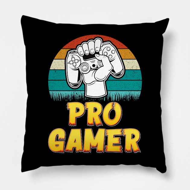 Vintage Pro Gamer Retro Gaming T-shirt - Video Gamer Gift Pillow by RRADesign