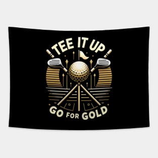 tee it up go for gold  golfers day gift Tapestry