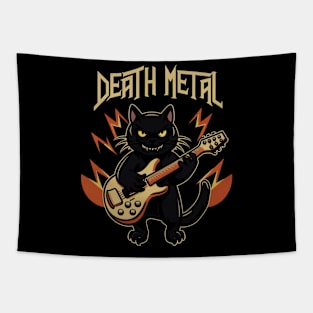 Death Metal Satanic Baphomet Cat playing guitar Tapestry