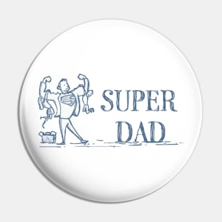 super dad holding kids son daughter doodle white Pin