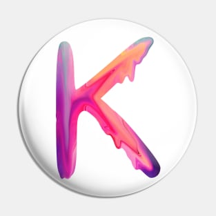 Letter K In Vibrant Watercolor Pin