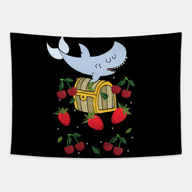 strawberry shark Treasure Tapestry by dsbsoni