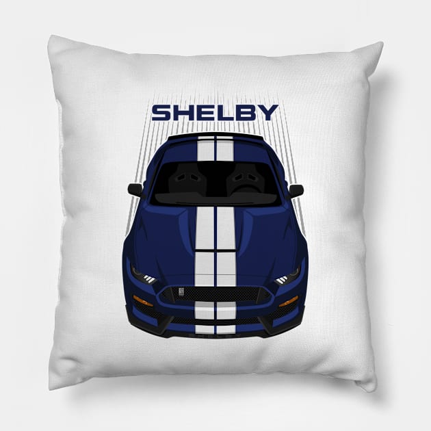 Ford Mustang Shelby GT350 2015 - 2020 - Kona Blue - White Stripes Pillow by V8social