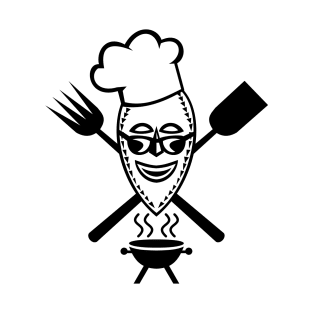 Barbecue Chef Wearing African Mask Mascot T-Shirt