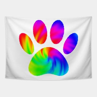 Tie Dye Dog Paw Print Graphic Tapestry