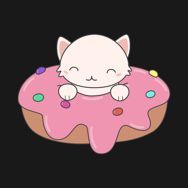 Kawaii Cat in a donut t-shirt by happinessinatee