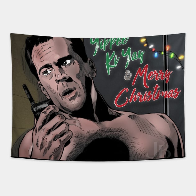 Yippee Ki Yay & Merry Christmas Tapestry by johnboveri