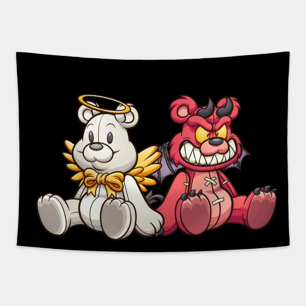 Angel and Devil Teddy Bears Tapestry by memoangeles