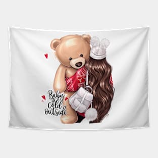 Baby it’s cold outside Teddy Bear Tapestry