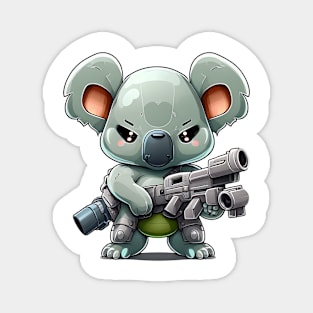 Armored Angry Koala Holding a Riffle Magnet