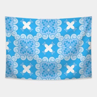 Ornamental floral mandala blue #6 Tapestry