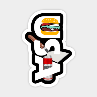 USA Map in White - Hamburger, Spatula, Beer Magnet