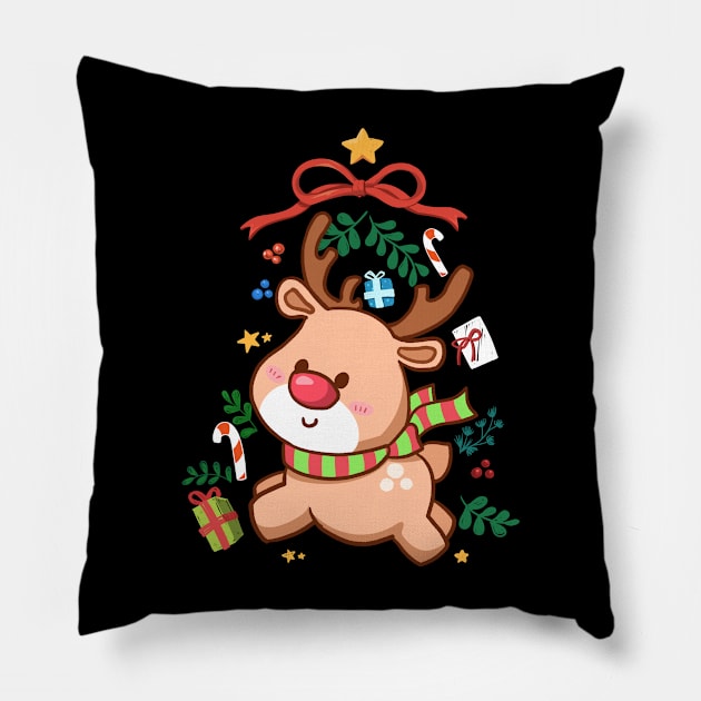 Cute Deer Pillow by Little Forest Art