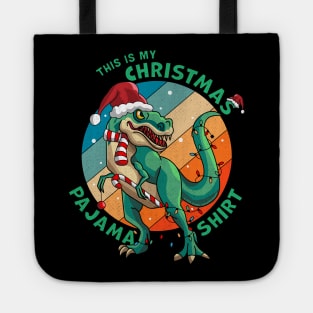 This Is My Christmas Pajama Shirt T-Rex Santa Claus Dinosaur Xmas Tote