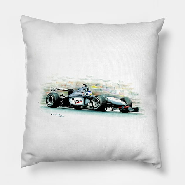 Mika Hakkinen. Mclaren Mercedes MP4/14. WC 1999 Pillow by oleynik