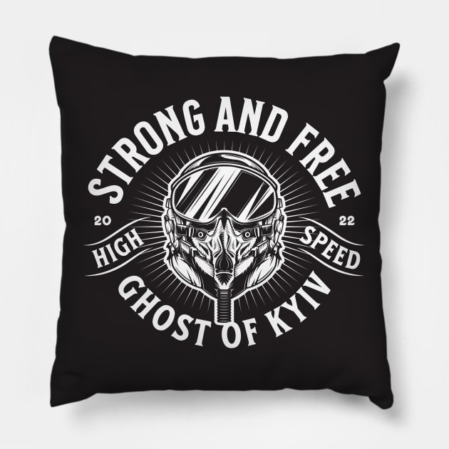 Strong and Free / Ghost of Kyiv Pillow by Yurko_shop