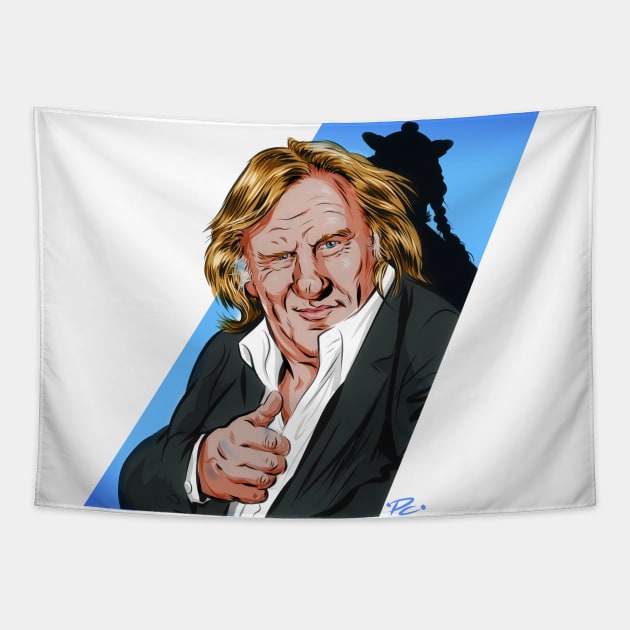 Gerard Depardieu - An illustration by Paul Cemmick Tapestry by PLAYDIGITAL2020