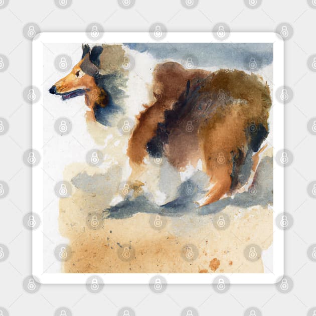 Collie Watercolor Painting - Dog Lover Gifts Magnet by Edd Paint Something