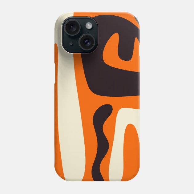 Mid Century Modern Kwaito Abstract Pattern Orange Black Cream Phone Case by KierkegaardDesignStudio