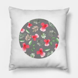 Pansies | Watercolor | Pattern | Grey Pillow