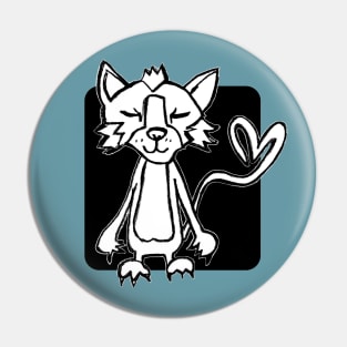 Wild Punk Cat Drawing, With Love Pin